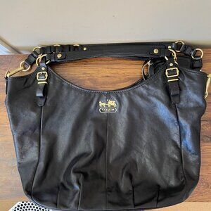 Coach Madison Black Leather Large Convertible Shoulder Bag MSB EUC 15958 hobo